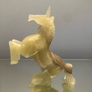 Vintage Elegant Carved Onyx Unicorn Figurine